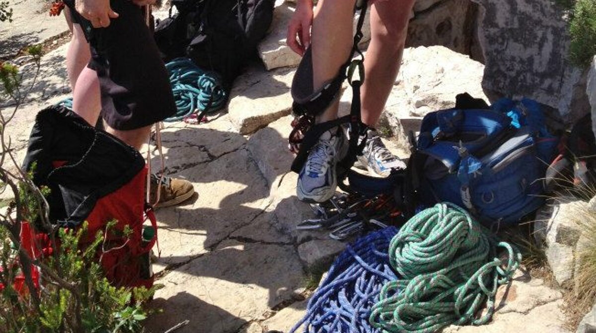 people getting ready to rock climb in the south of france